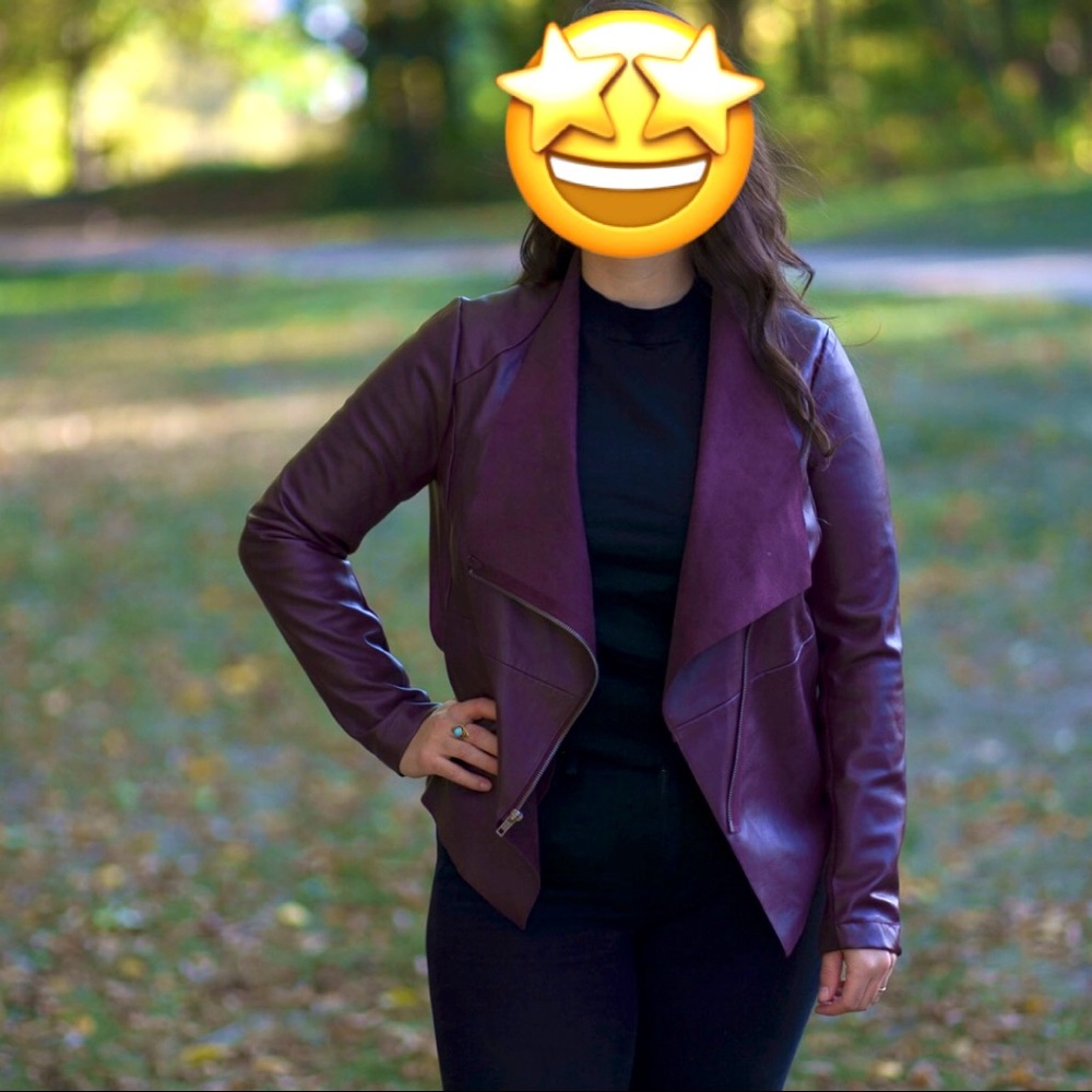 BB Dakota Burgundy Faux Leather Jacket Medium